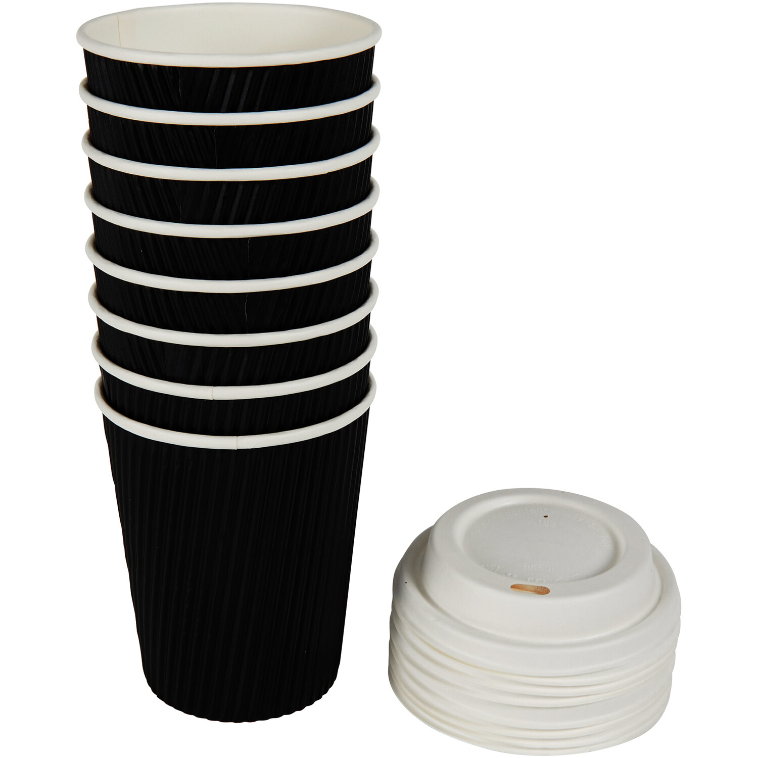 Pack of 8 My Kitchen Cups and Lids - Black Image 2