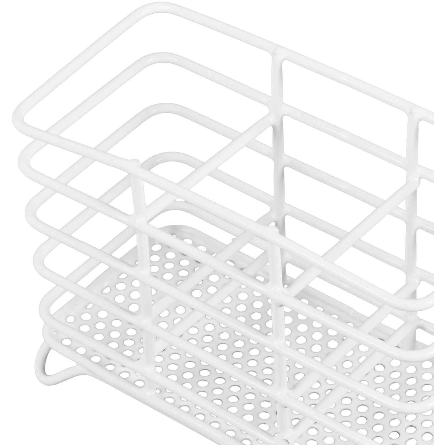 White Metal Wire Cutlery Caddy - White Image 4