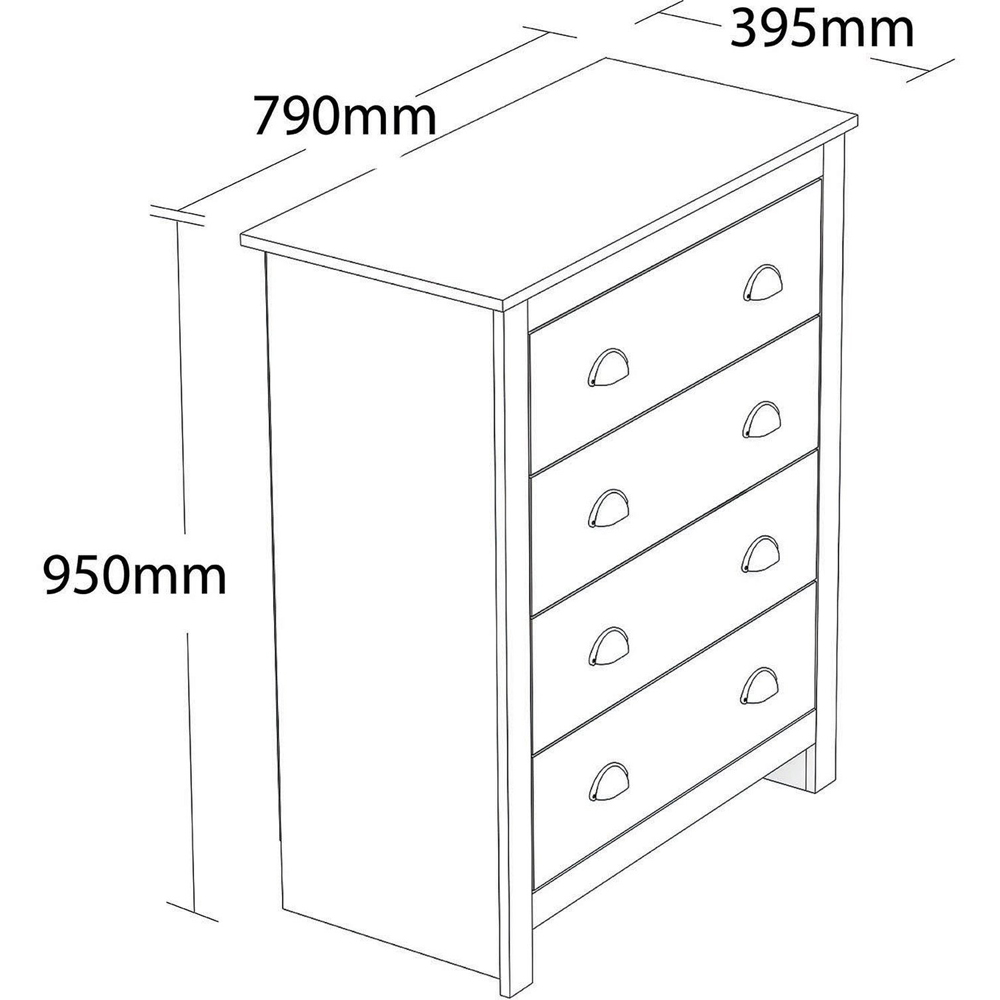 Lexington 4 Drawer Grey Chest of Drawers Image 6