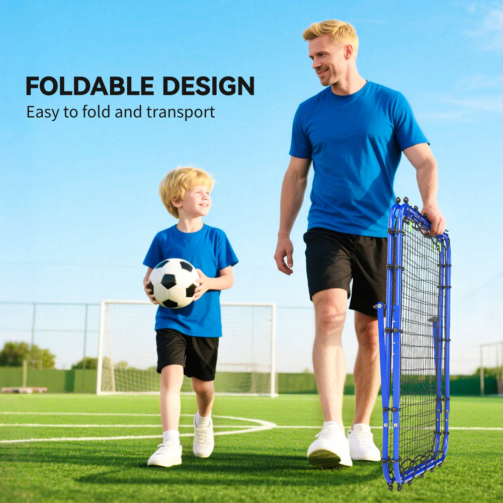 HOMCOM Rebounder Net Football Target Goal with Adjustable Angles, Blue Image 4