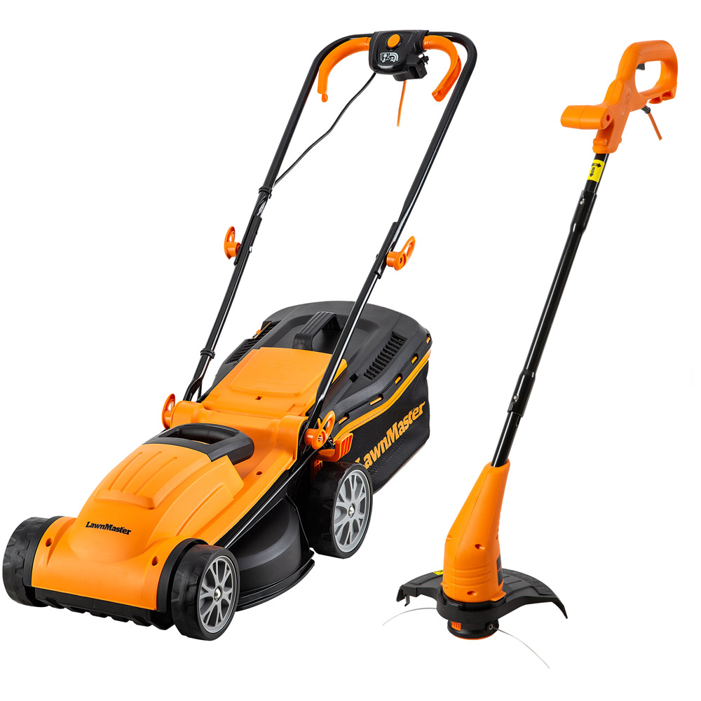 LawnMaster MEB1434M COMBO 1400W Hand Propelled 34cm Rotary Electric Lawn Mower with Line Trimmer Image 1