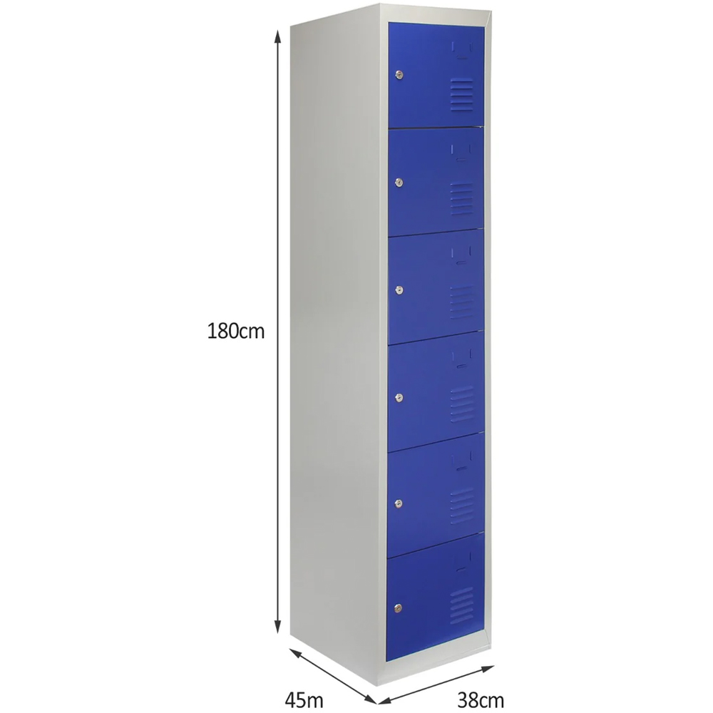 MonsterShop 6 Door Blue Metal Storage Locker Image 5