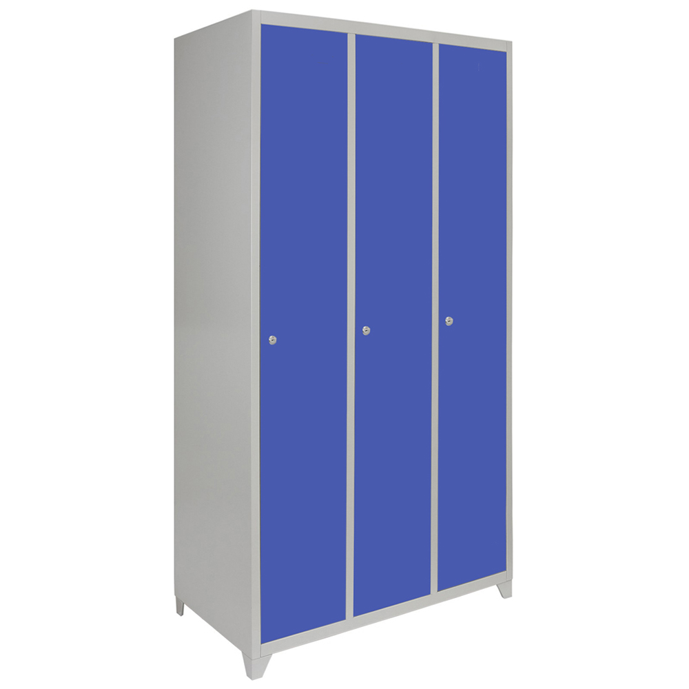 MonsterShop 3 Door Blue Wide Metal Storage Locker Image 2