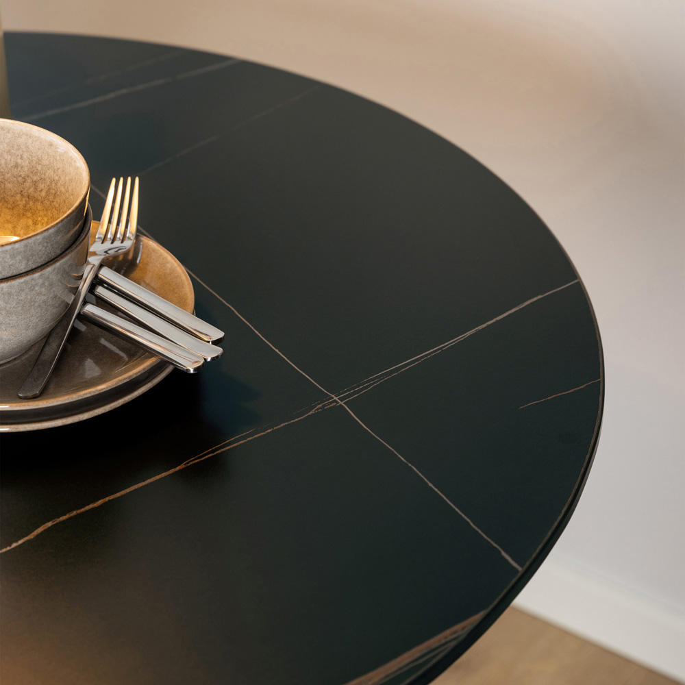 Furniture To Go Malta Black Ceramic 4 Seater Round Dining Table Image 5