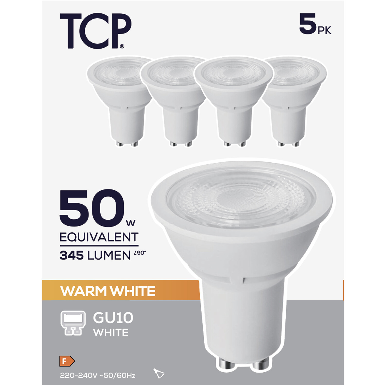 TCP LED White GU10 345L Bulbs - Warm White / 5 Image 2