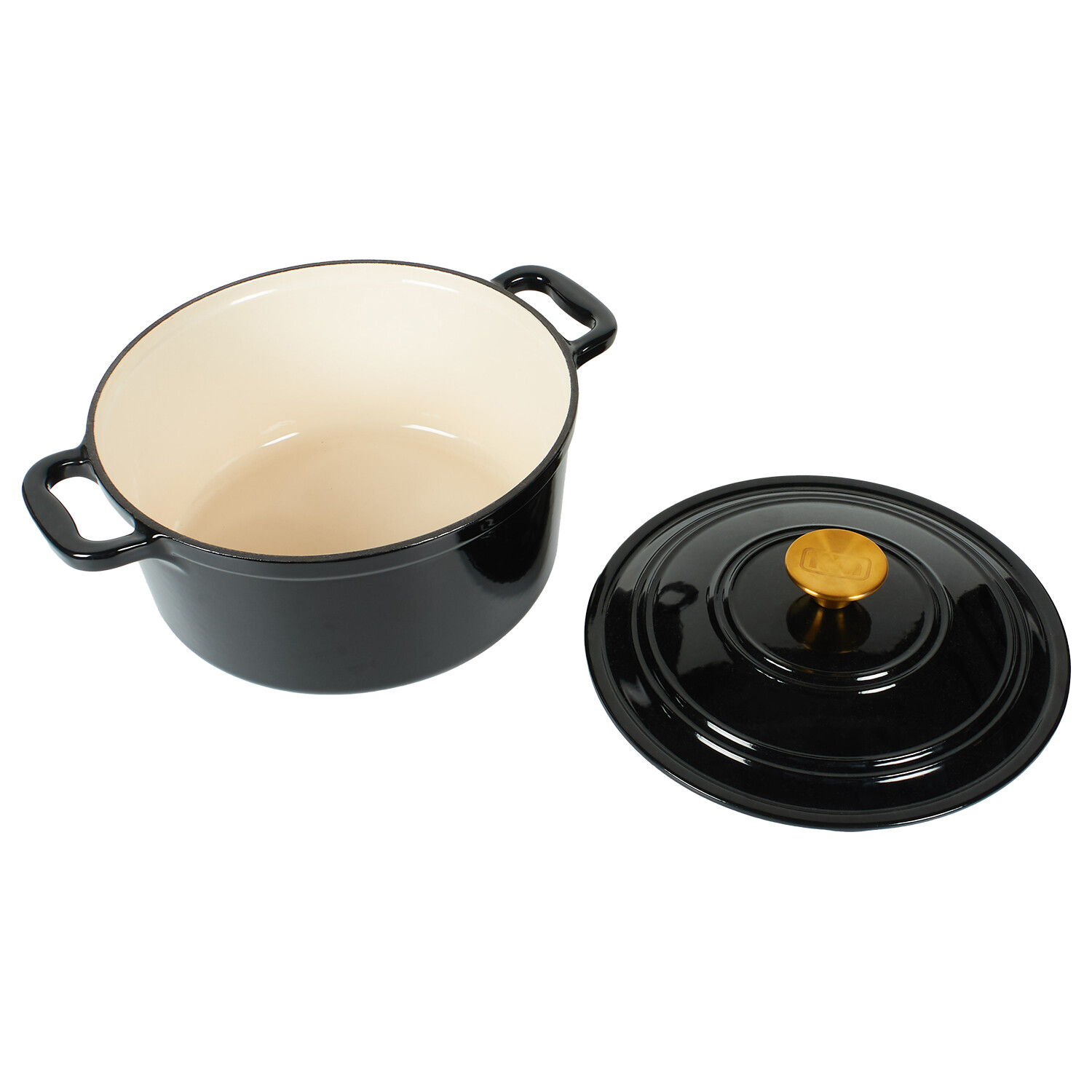 Kitchen Master Black Round Casserole Dish with Lid - Black / 24cm Image 3