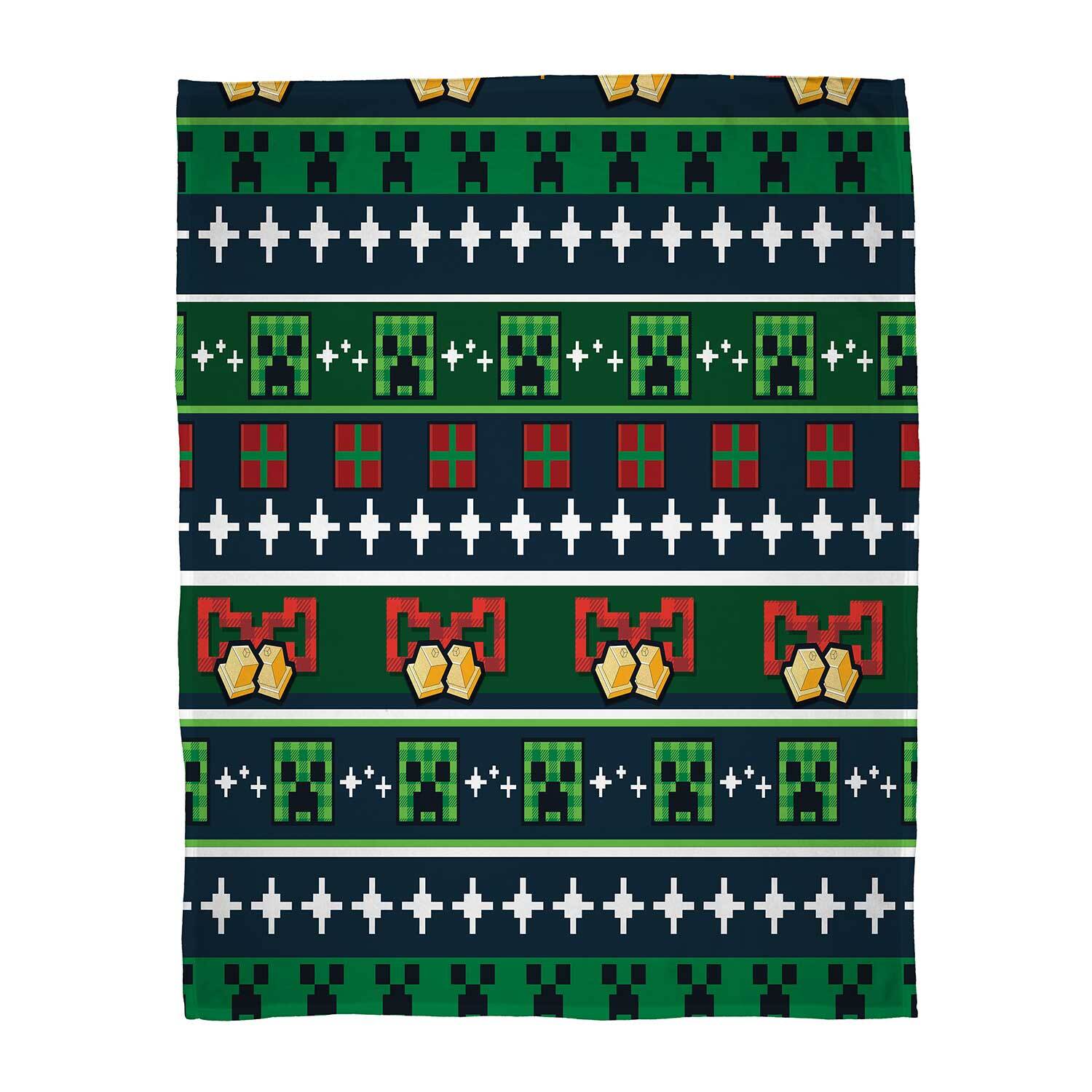 Minecraft Bells Sherpa Backed Fleece Blanket - Green Image 2