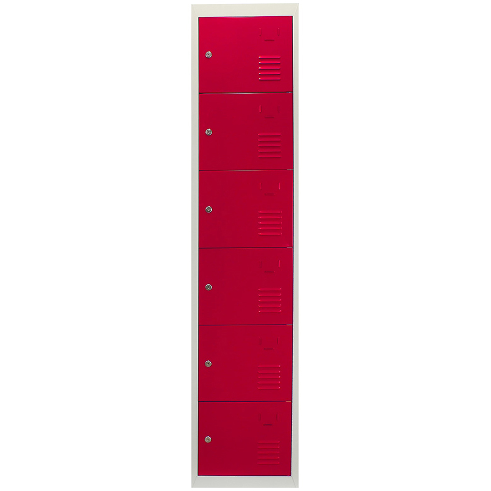 MonsterShop 6 Door Red Metal Storage Locker 3 Pack Image 4