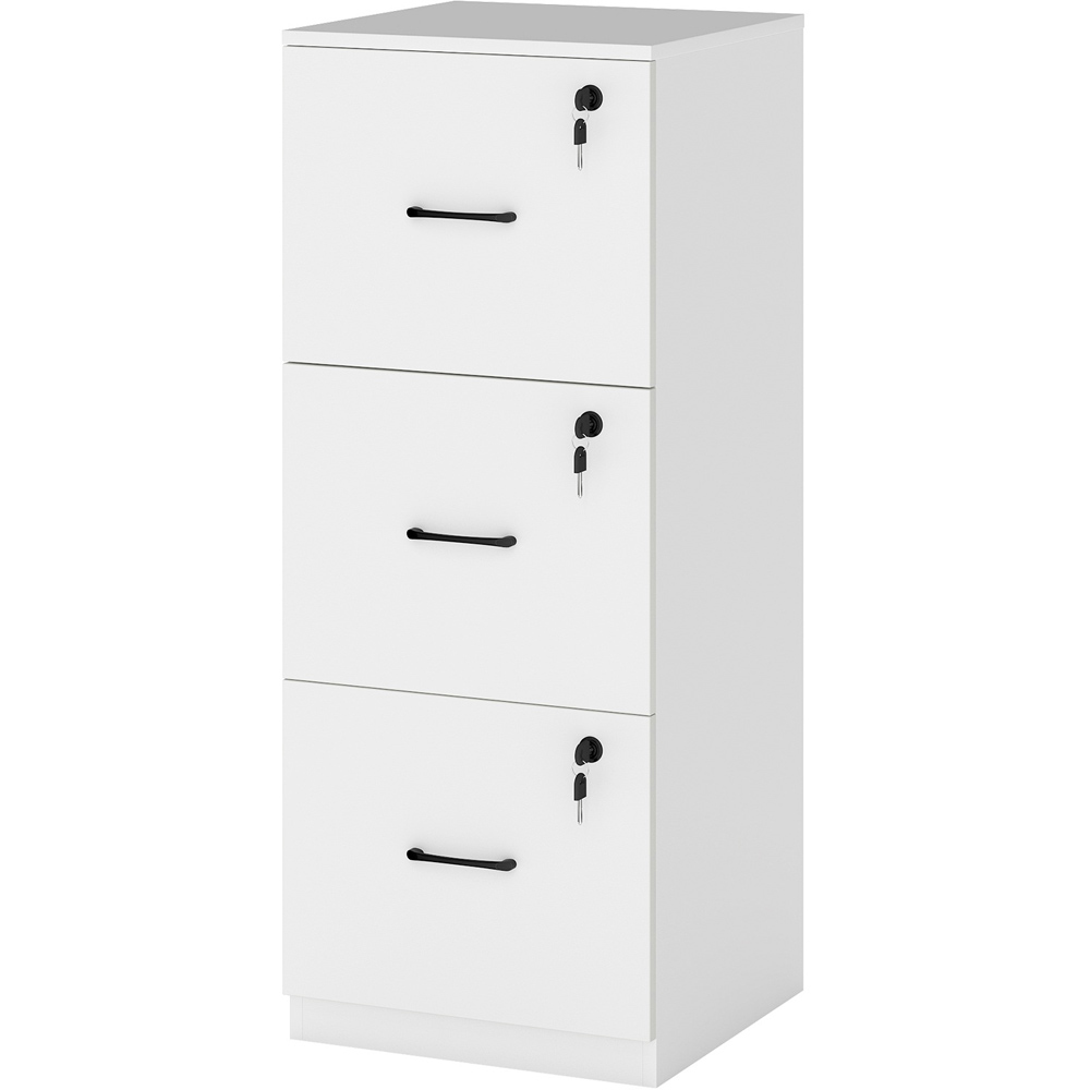 Levede White 3 Drawer Lockable Tall File Cabinet Image 2