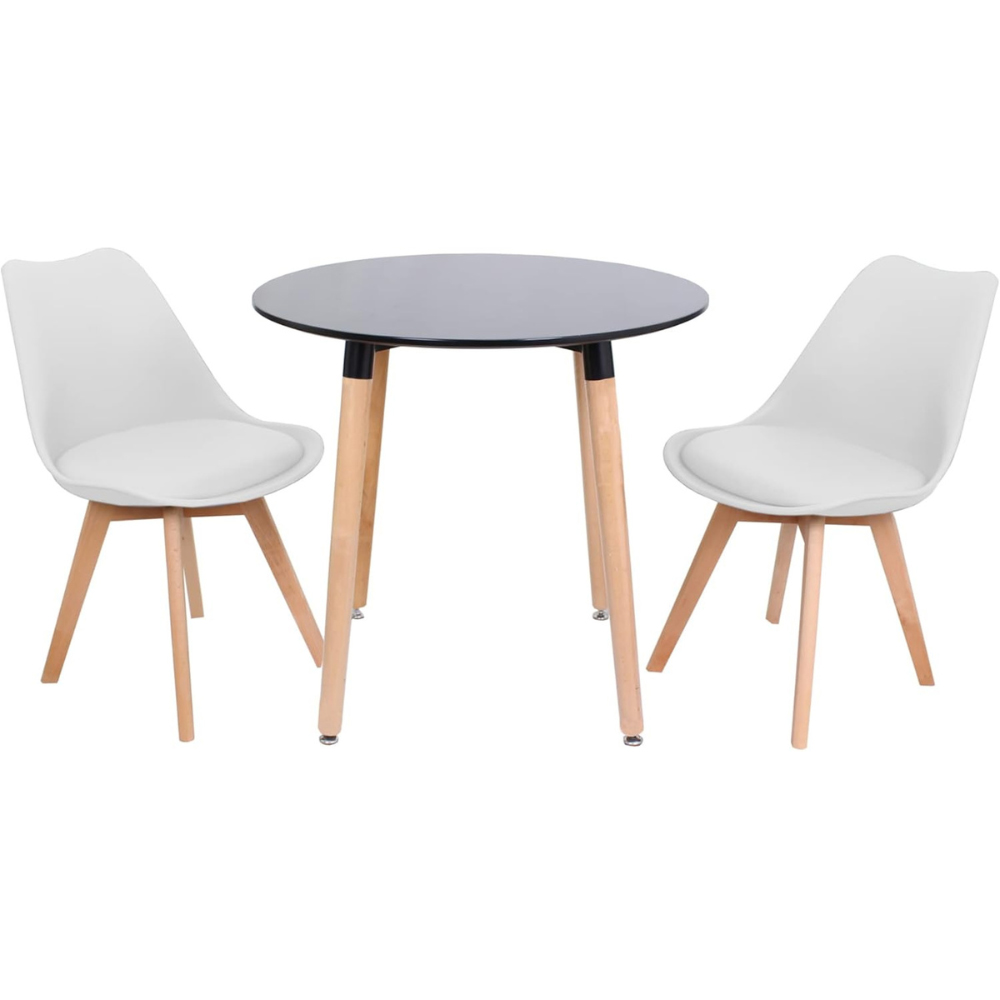 Life Interiors Halo Lorenzo Black and White Wood and Plastic 2 Seater Round Dining Set Image 2