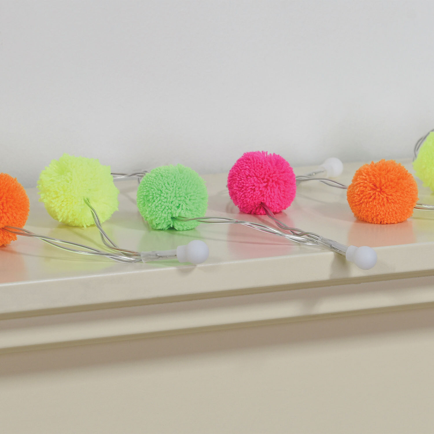 20 LED Neon Pom Pom String Light - Multicolour Image 2