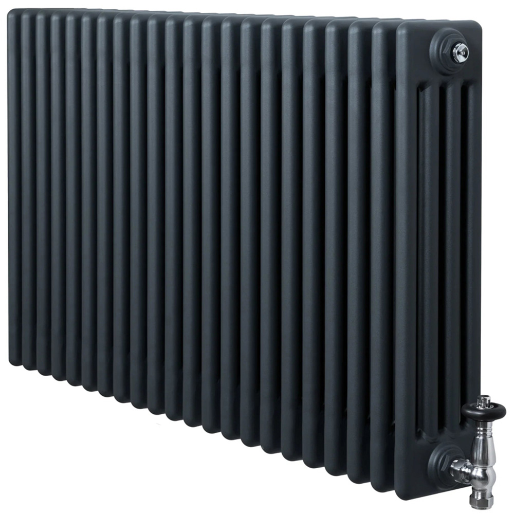 MonsterShop Anthracite Grey 4 Column Radiator and Chrome Valve Set 4367 BTU 600 x 1010mm Image 3