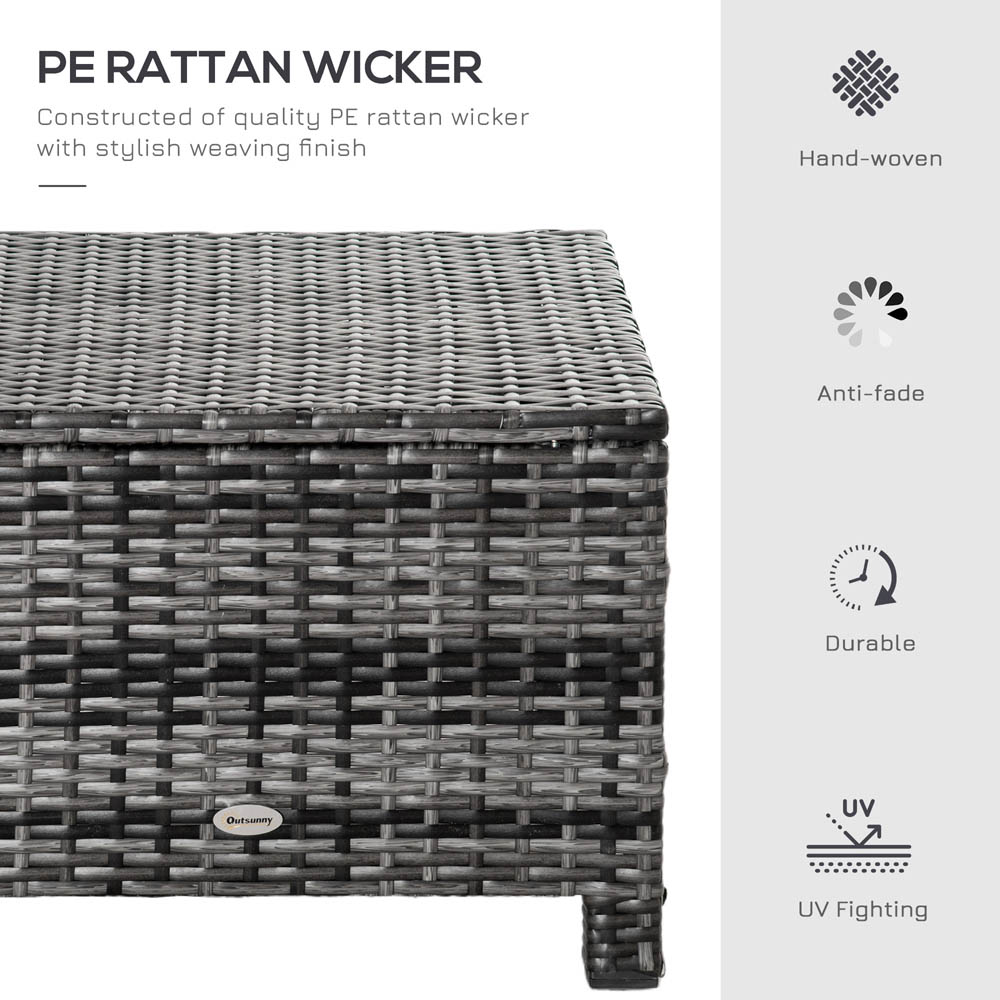 Outsunny Rattan Footstool Wicker Ottoman w/ Padded Seat for Backyard Garden Image 3