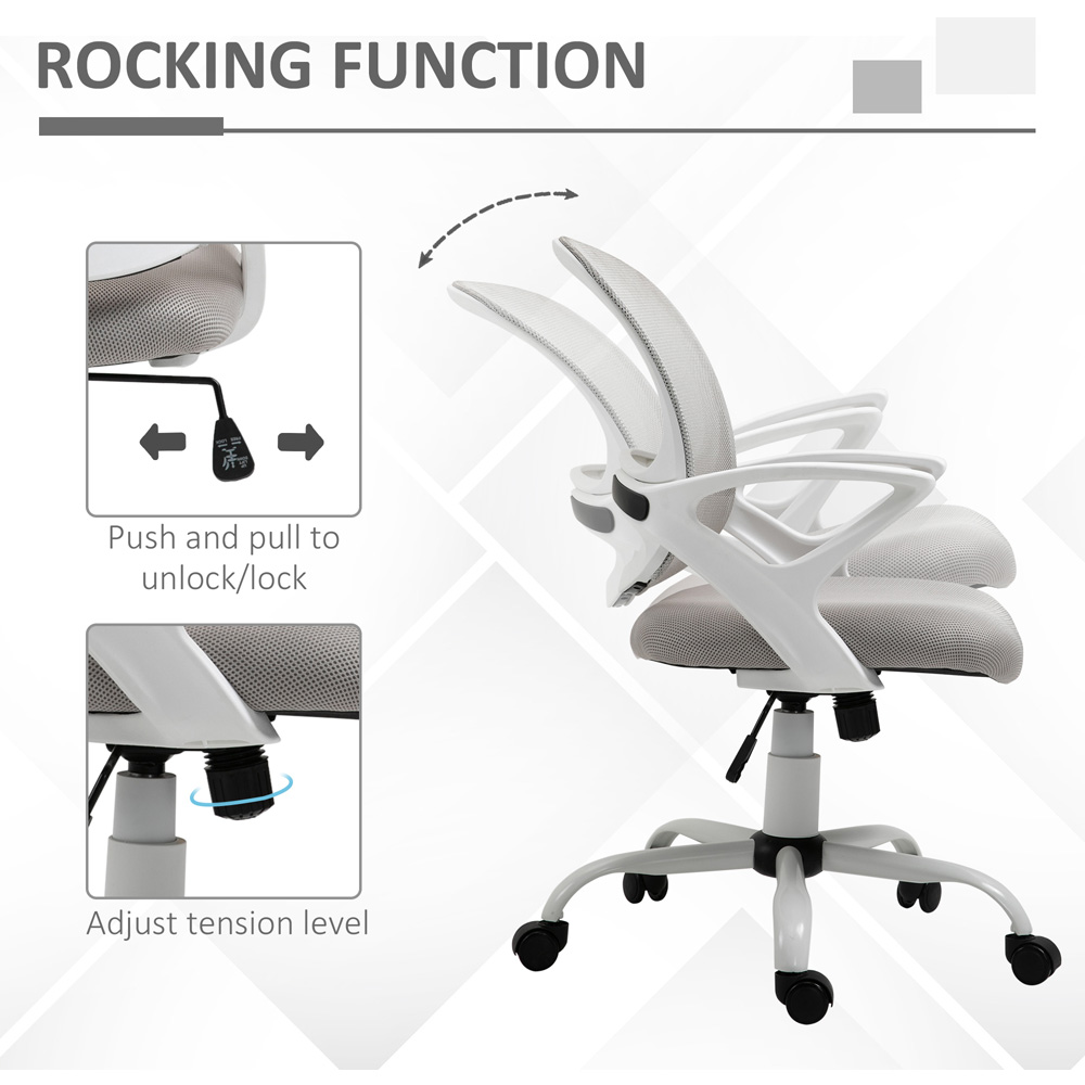 Portland Grey Mesh and Linen Swivel Office Desk Chair Image 6