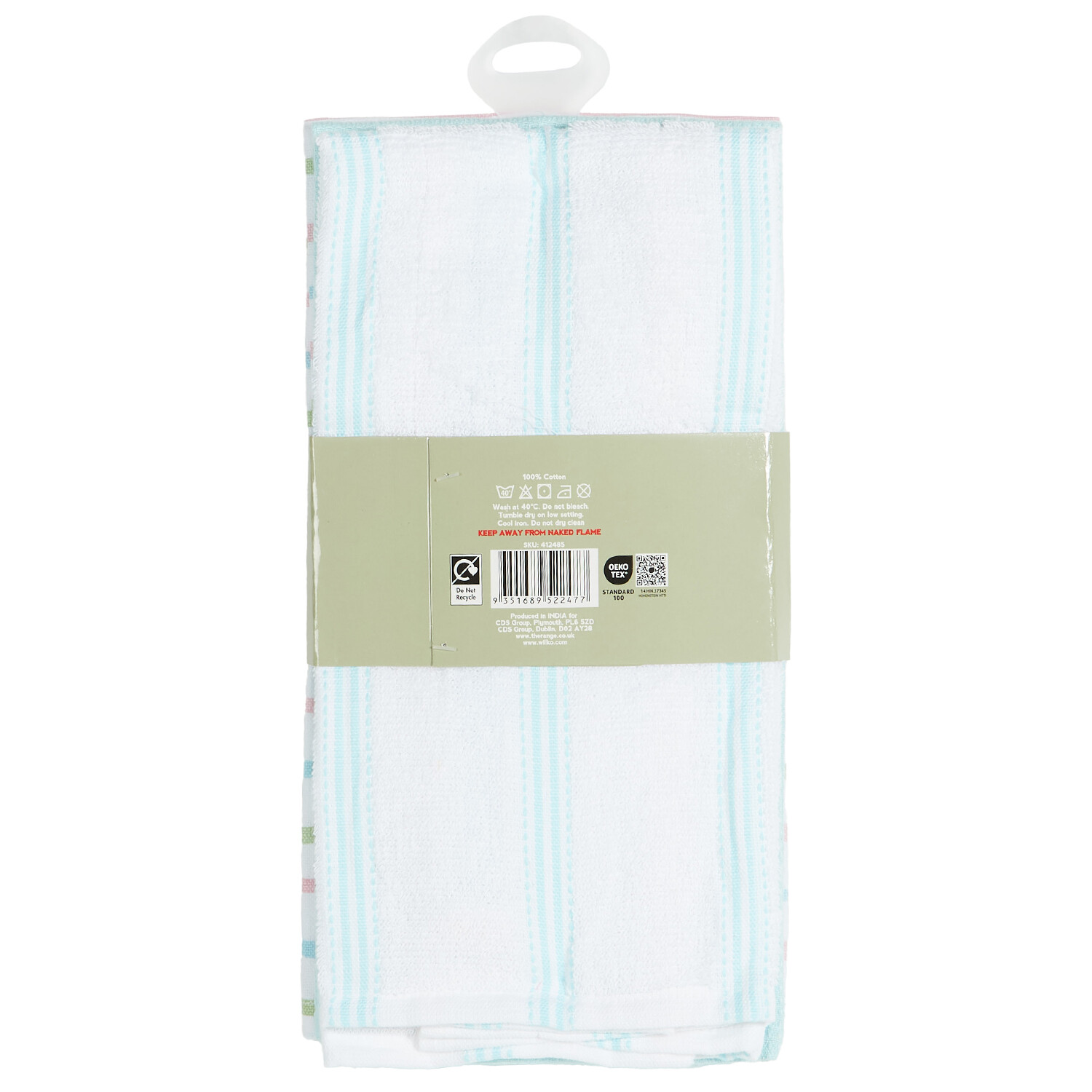 Pack of 3 Pastel Wave Tea Towels - Multicolour Image 2