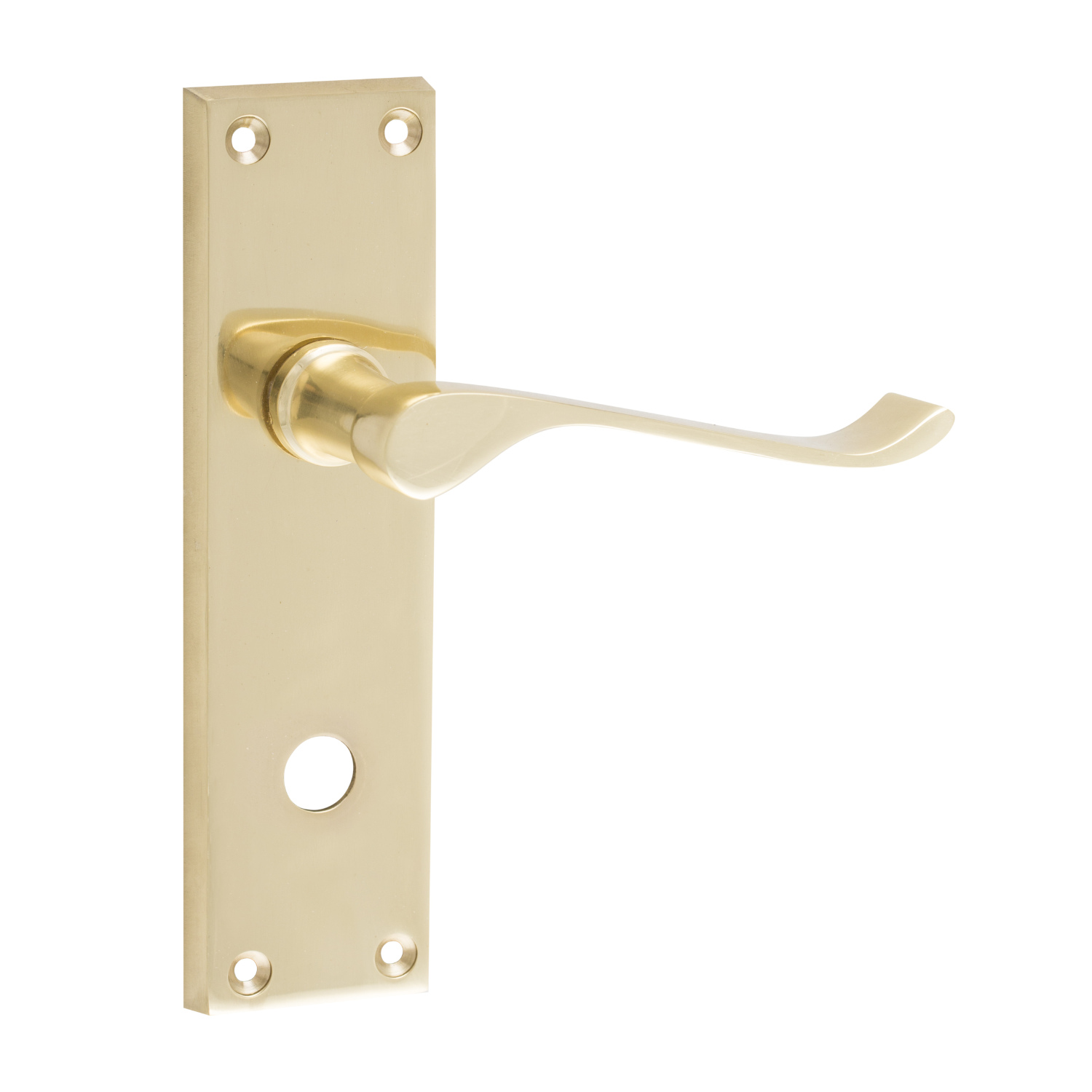 Hiatt Victorian Brass Plated Scroll Lever Bathroom Door Handle Set Image 2