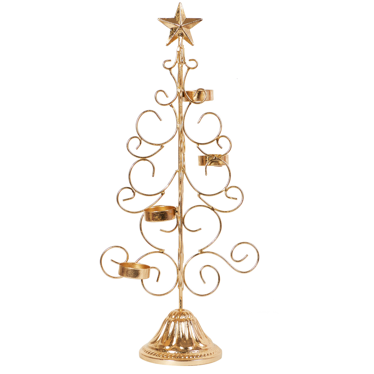 Metal Christmas Tree Candle Holder - Gold Image 3