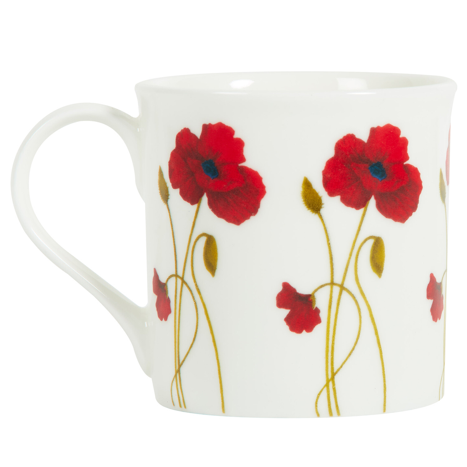 Fine Bone China Richmond Stem Poppy Mug - White and Red Image 2