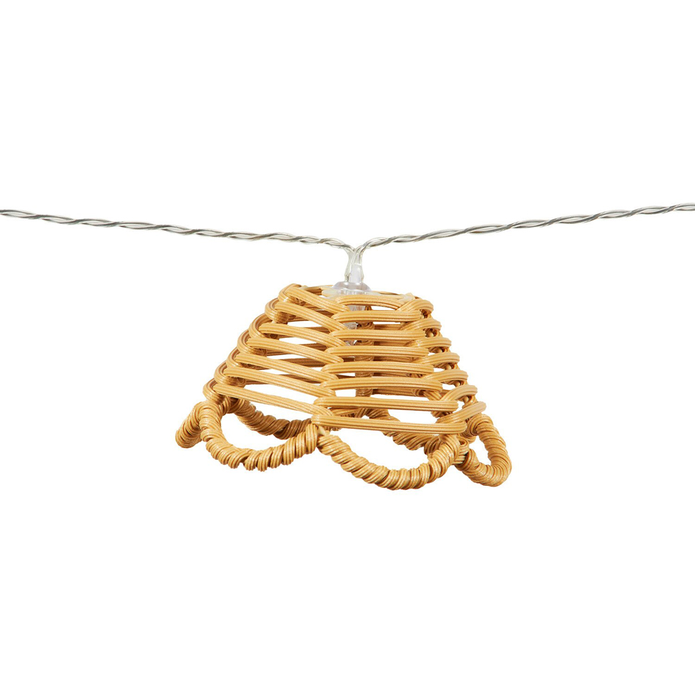 String Light Wicker 10 LED Brown Wicker Flower Solar String Light 4m | Homebase