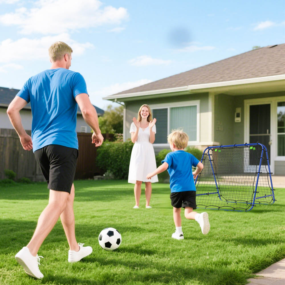 HOMCOM Rebounder Net Football Target Goal with Adjustable Angles, Blue Image 7