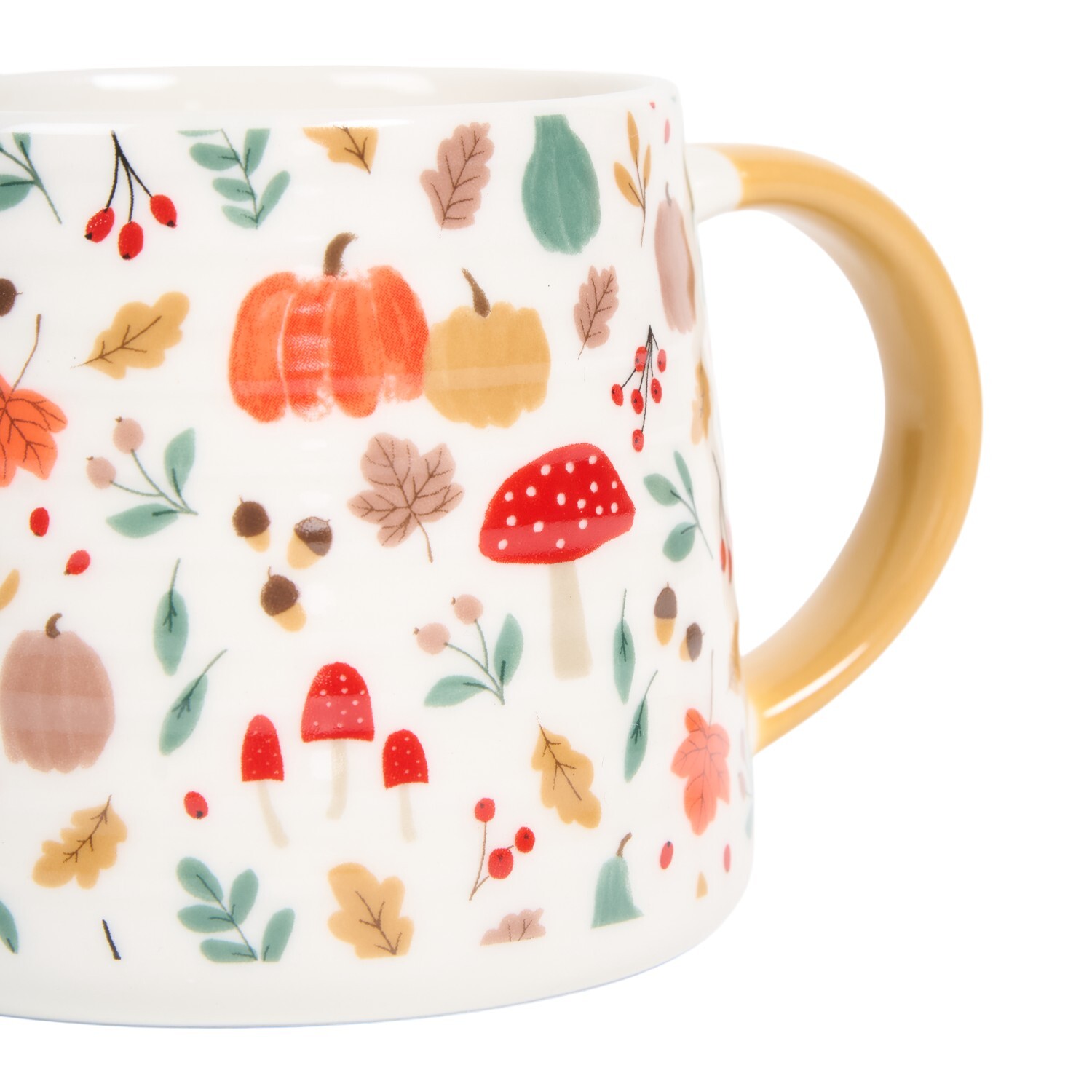 Autumn Design Print Ribbed Mug Cream Image 3