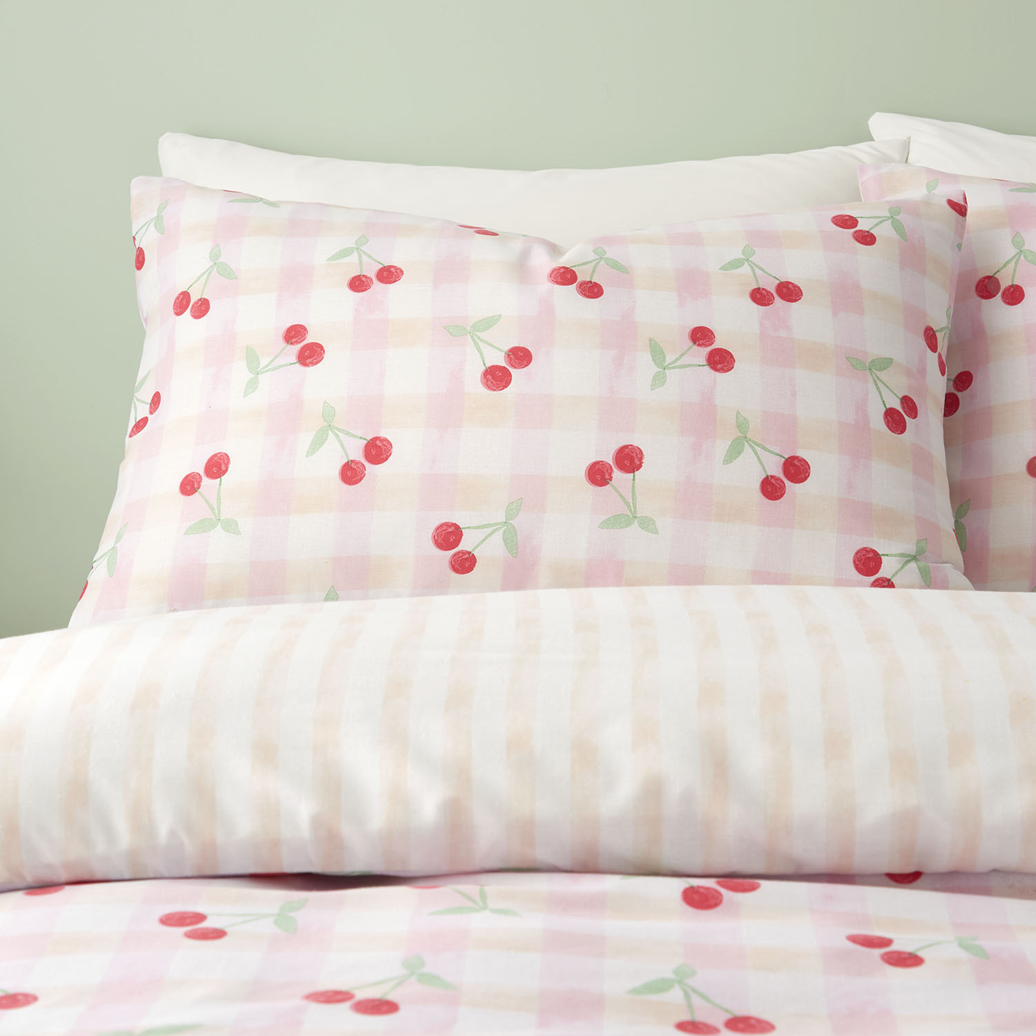 Cherries Gingham Duvet Set - Pink / Double Image 3