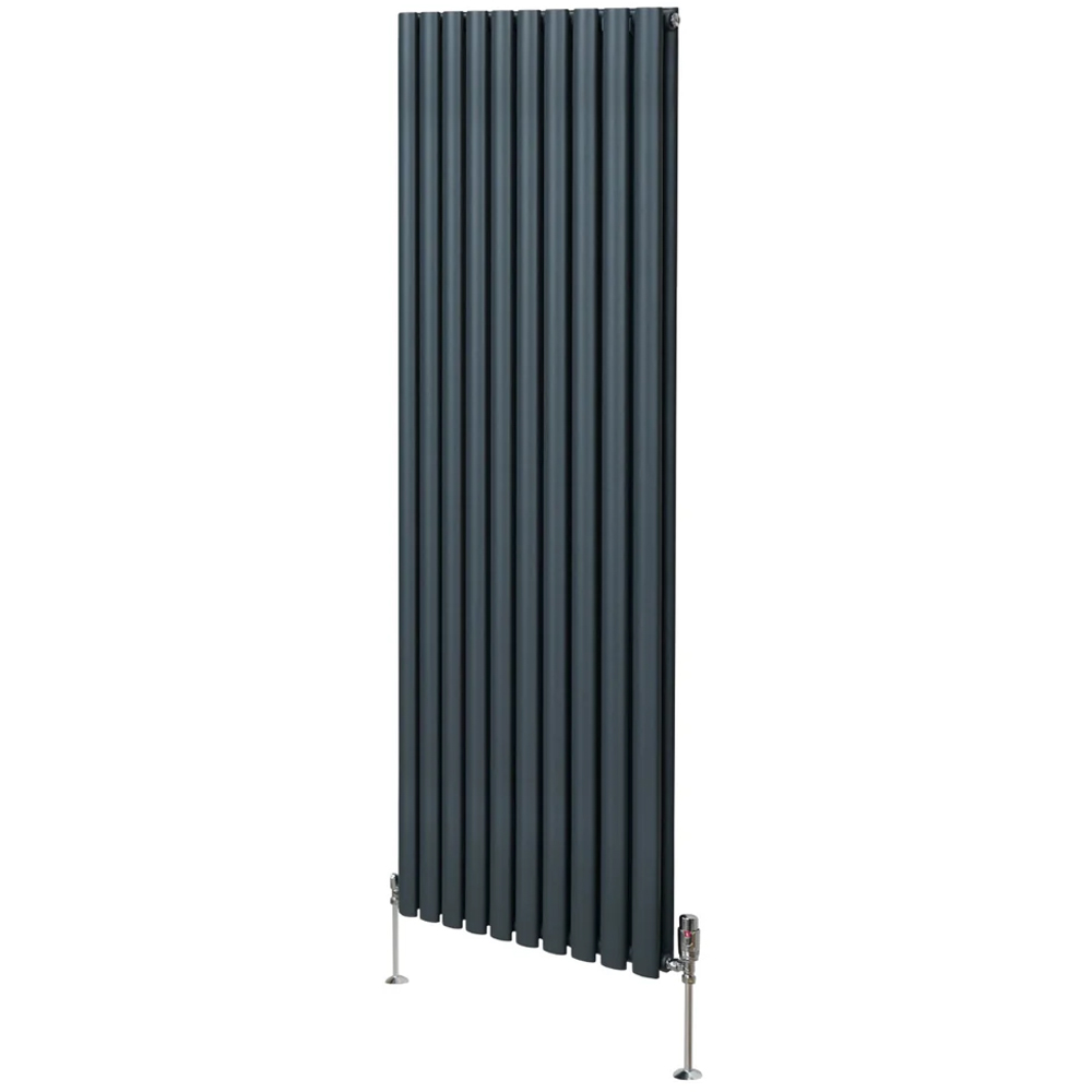 Monster Shop 8026BTU Anthracite Grey Oval Column Radiator and Valves 1800 x 600mm Image 3