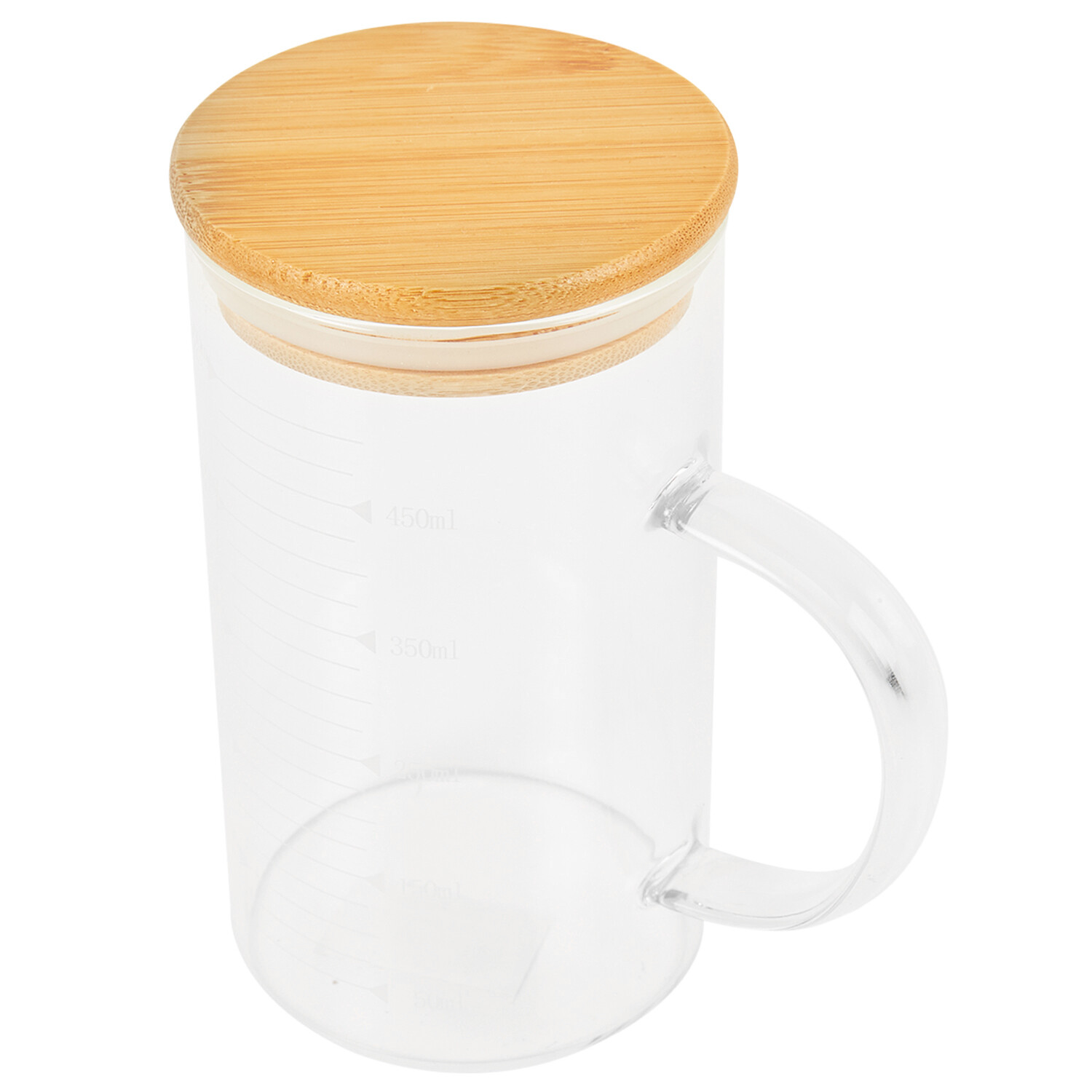 Glass Measuring Jug with Bamboo Lid 500ml - Clear Image 2