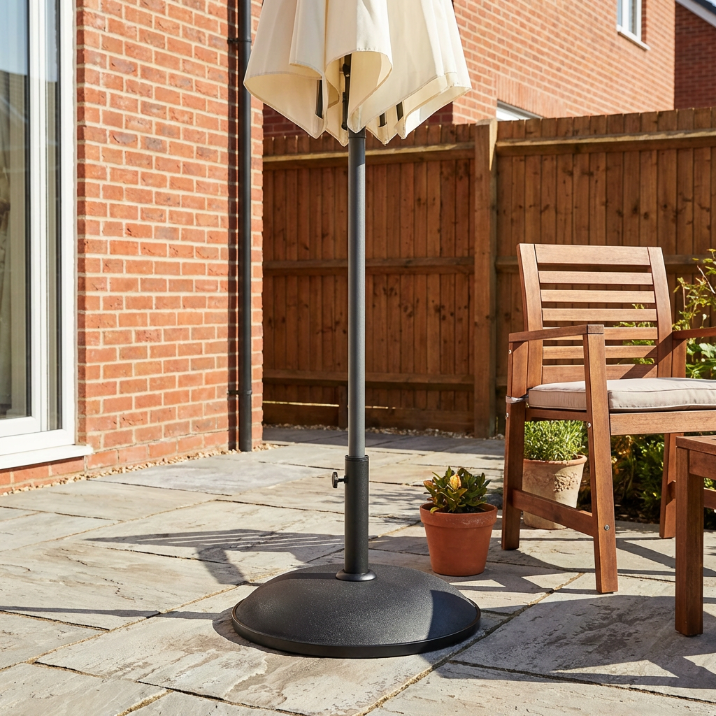 Black Concrete Parasol Base with Adjustable Screw 20kg Image 4