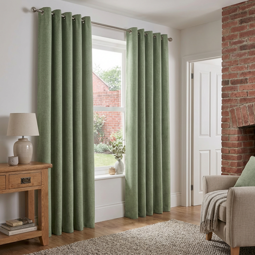 Taylor Blackout Eyelet Curtains Green 229cm Image 6