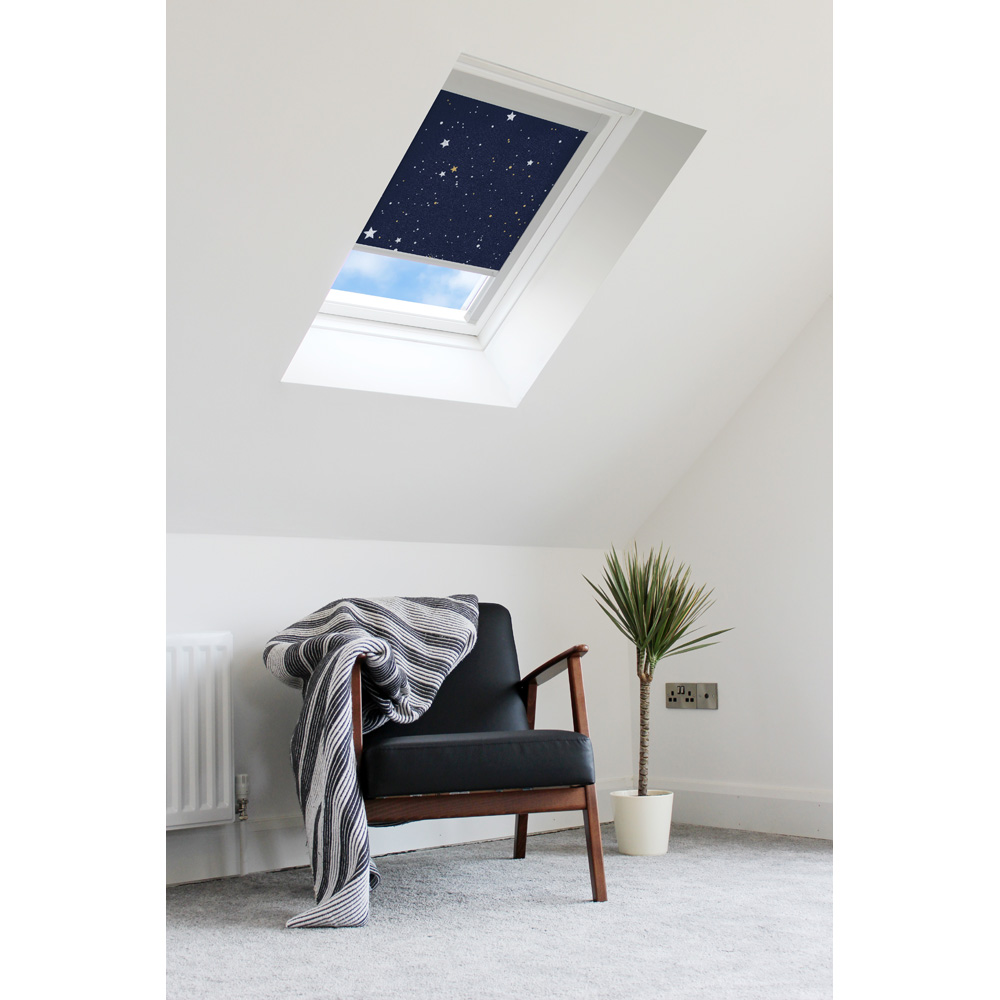 Bloc Blinds Night Sky Blackout Silver Frame Size P08 Velux Roof Window Skylight Blind Image 3