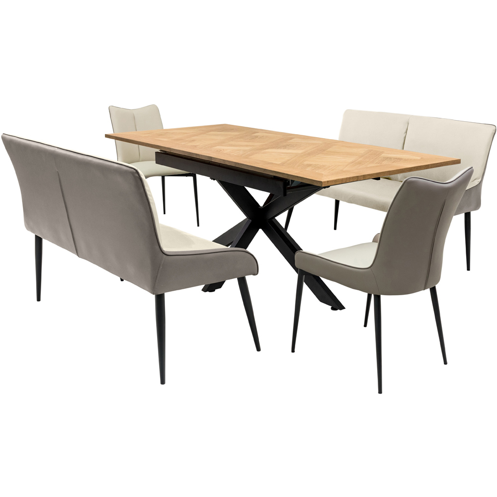 WF Nardo Grey and Light Grey Faux Leather 2 Seater Bench with Black Legs Image 3