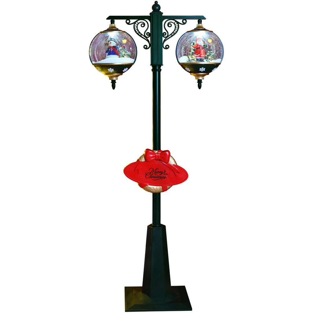 Christmas LED Snowing Musical Lantern - Green Image 2