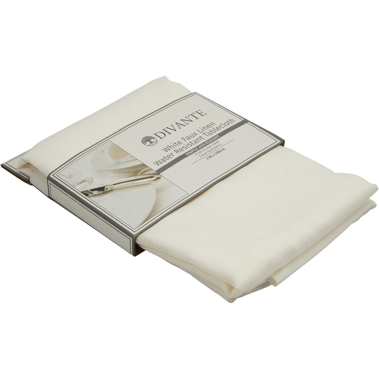 Divante White Linen Look Tablecloth 180 x 130cm Image 2