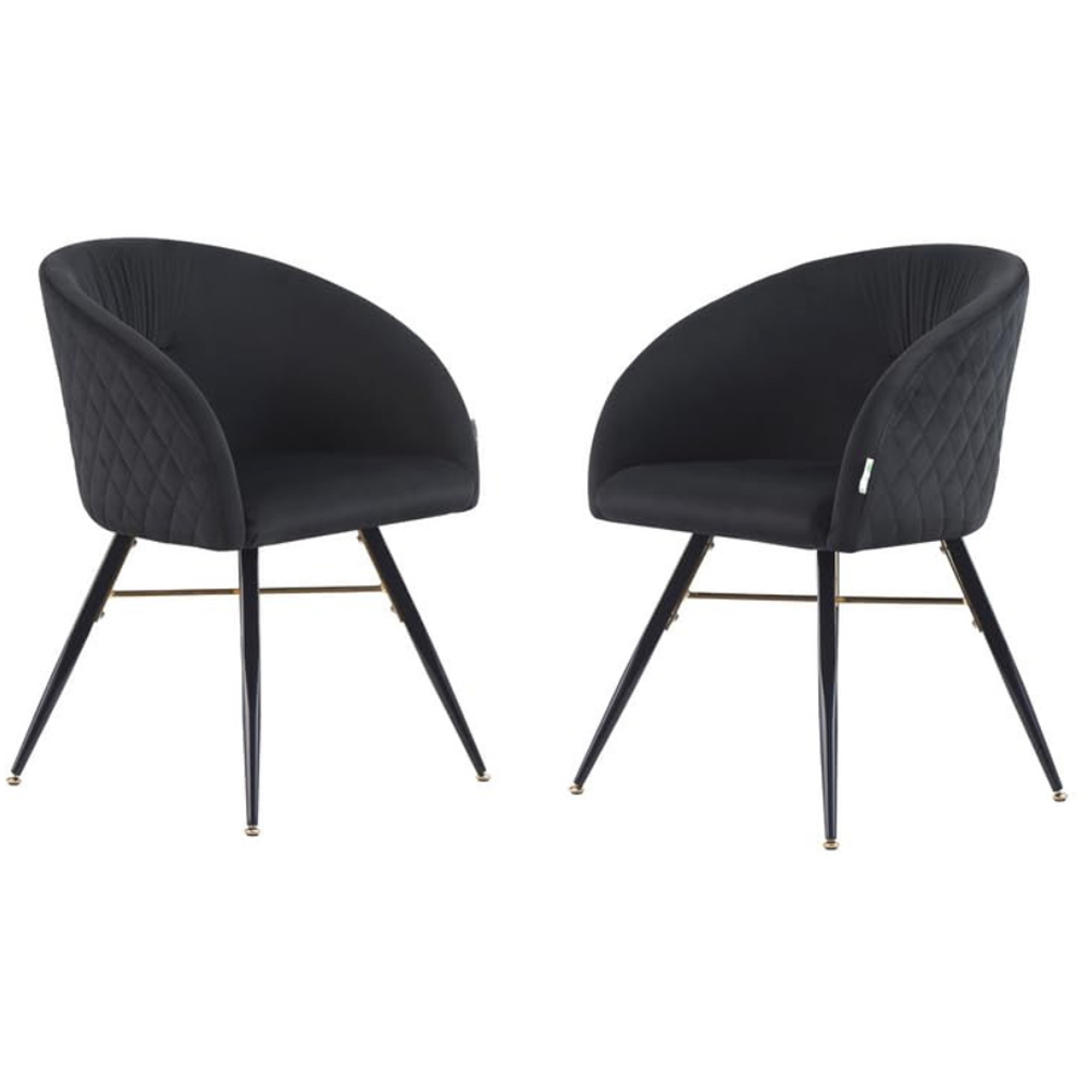 Life Interiors Vittorio Midnight Black Velvet Upholstered Dining Chair Set of 2 Image 5