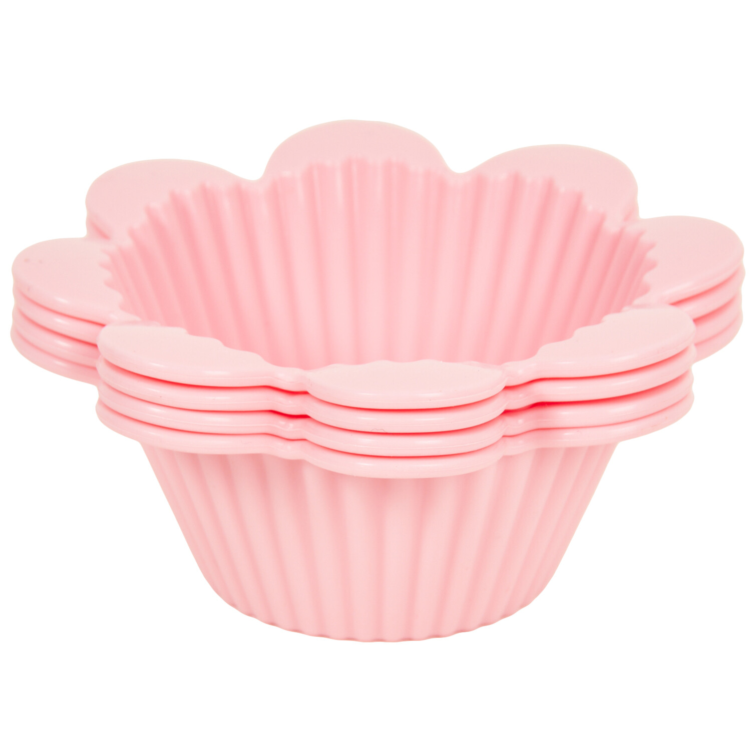 Set of 4 Silicone Flower Baking Moulds - Pink Image 3