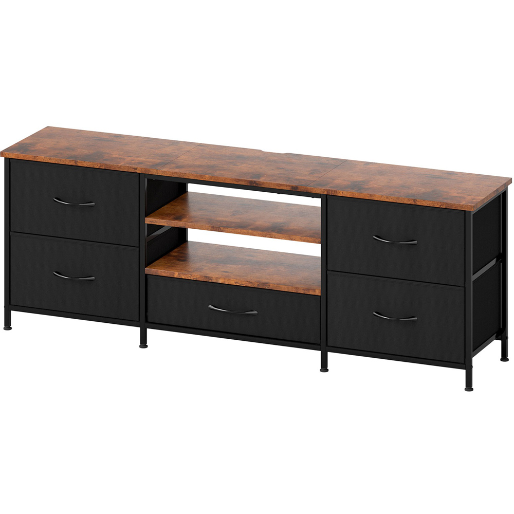 Levede Black and Brown 5 Foldable Drawer 2 Shelf Wooden TV Cabinet Image 2