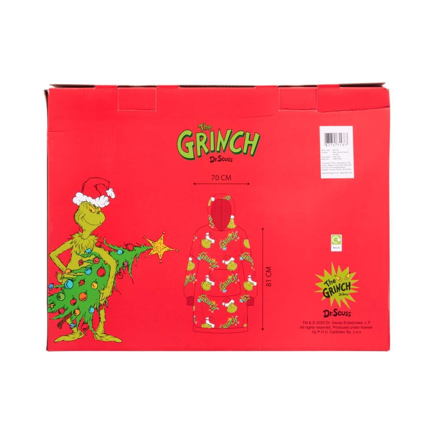 The Grinch Fleece Hoodie Red 70cm Image 5