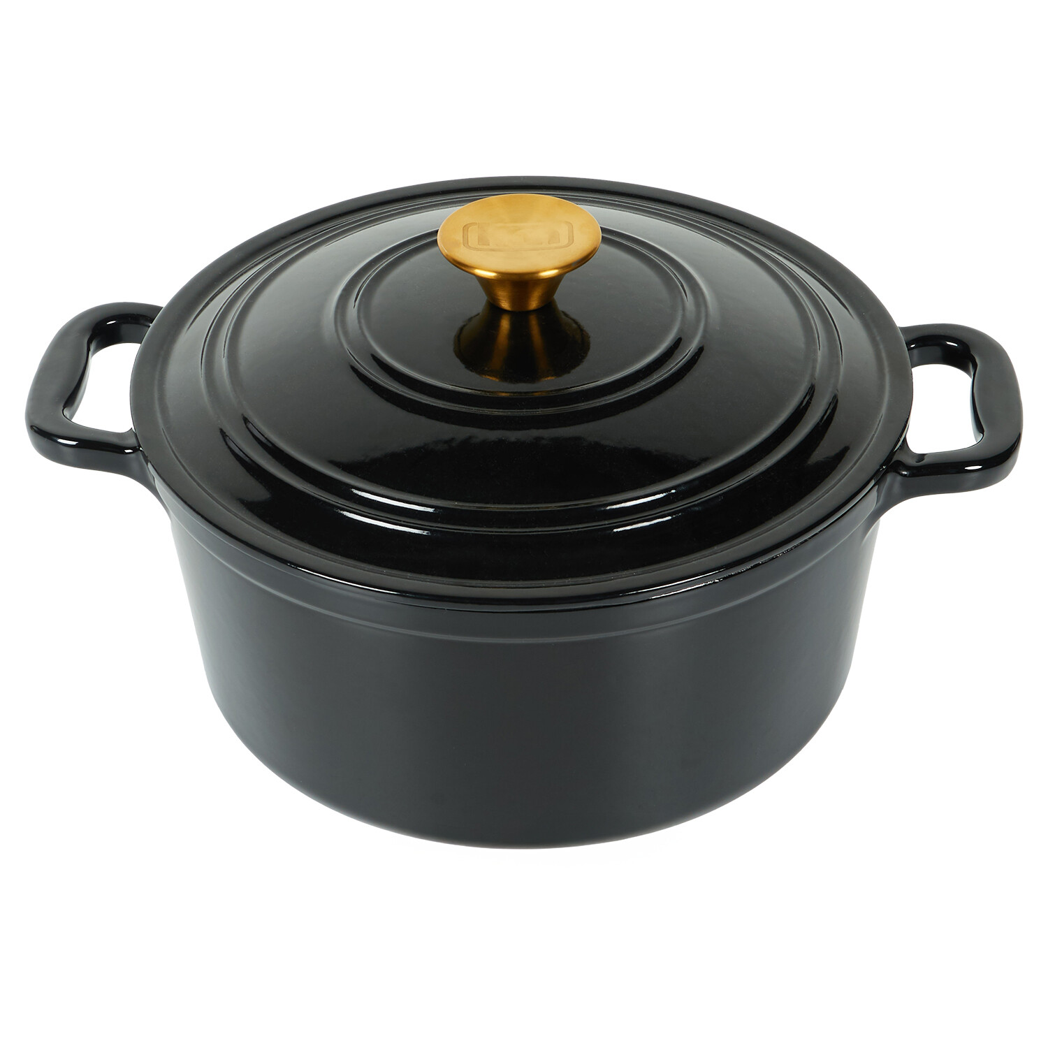 Kitchen Master Black Round Casserole Dish with Lid - Black / 24cm Image 2