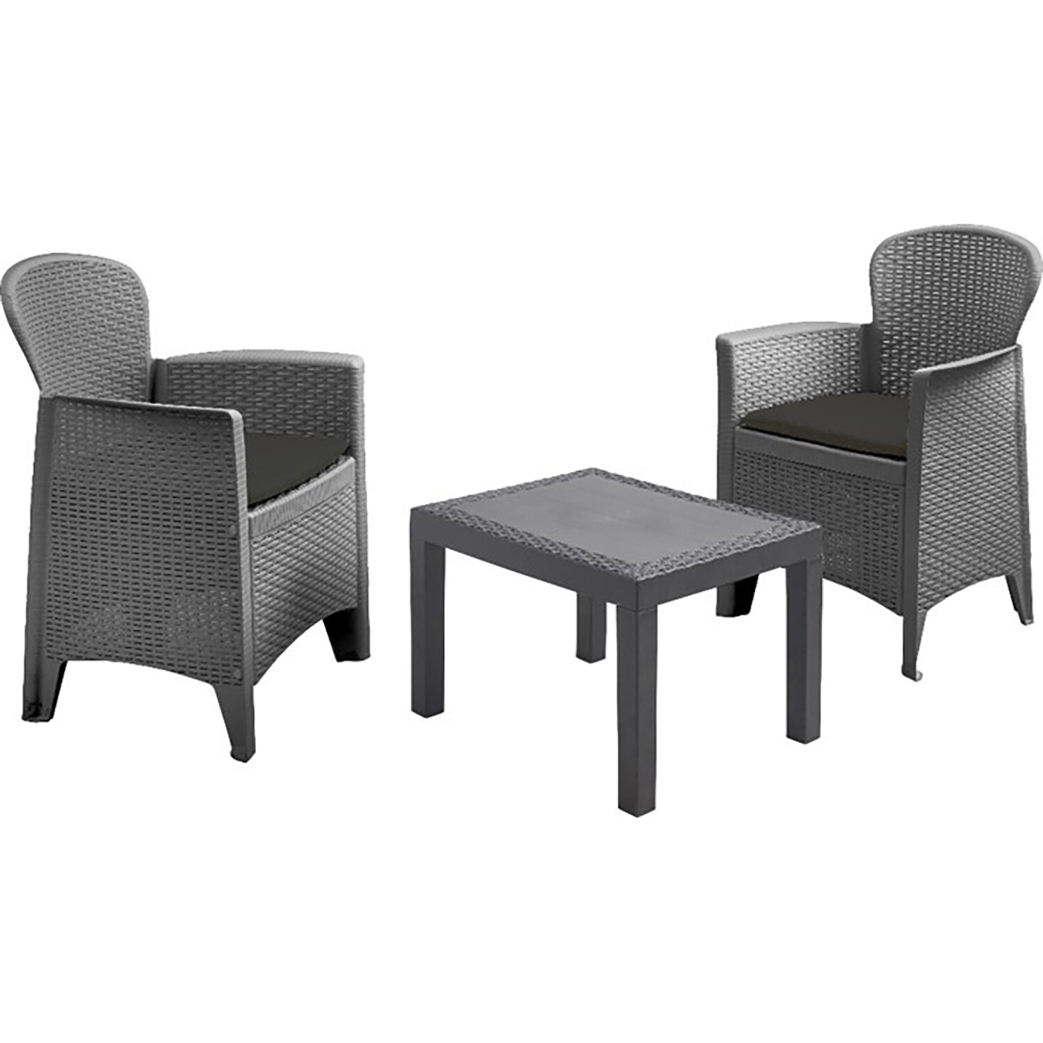 Akita 3 Piece Grey Rattan Effect Garden Set Image 2