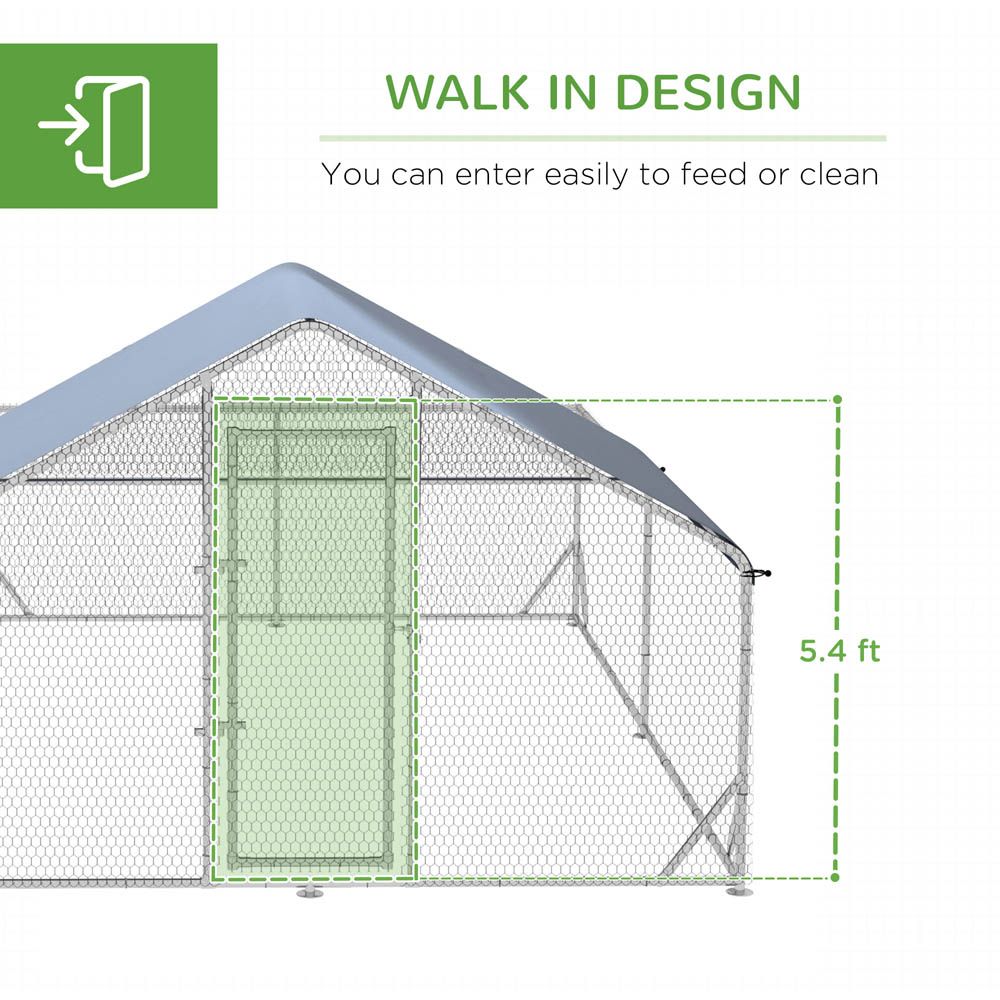 PawHut Walk-In Chicken Run, Hen House, for Ducks, Rabbits w/ Water-Resist Roof Image 8
