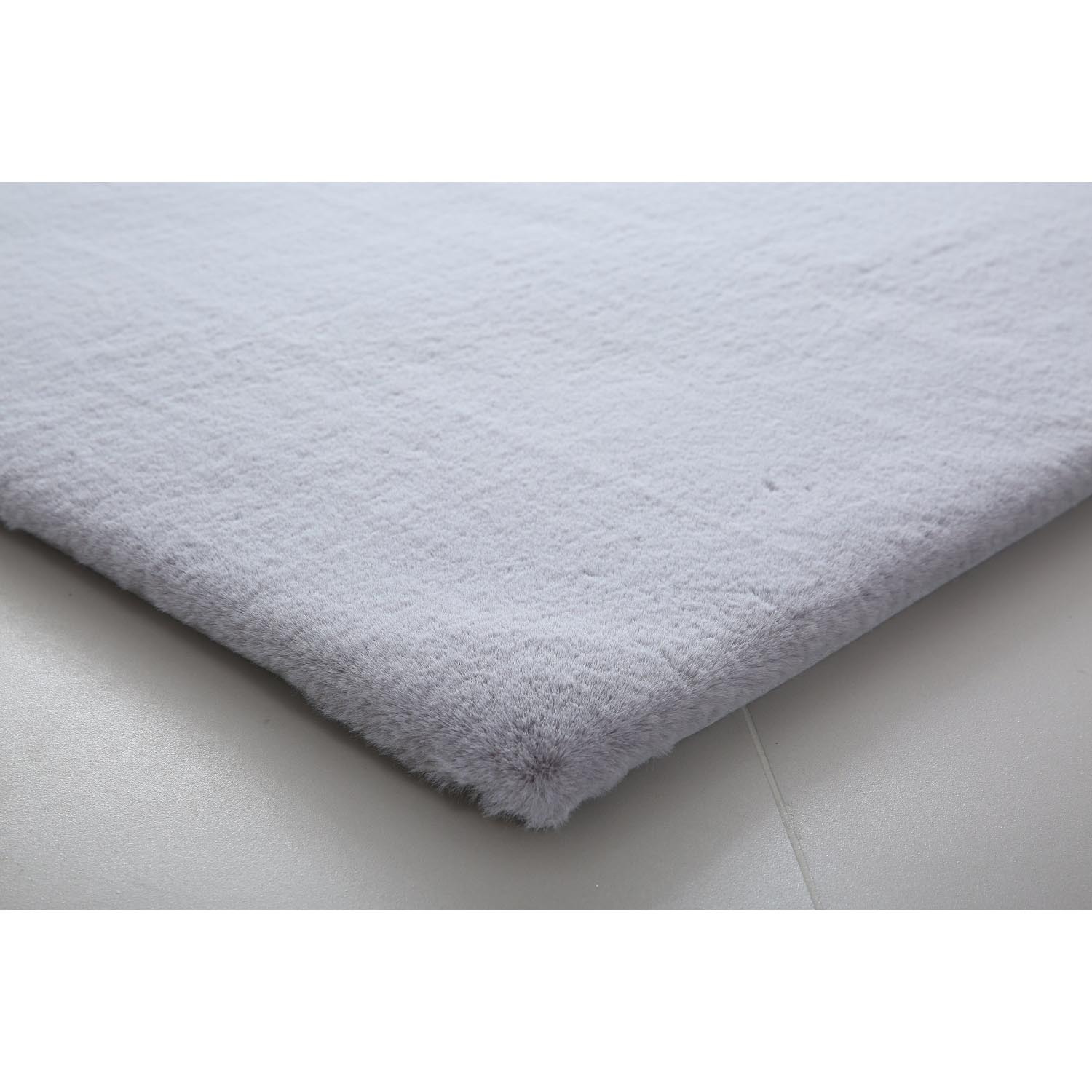 Silver Luxe Rabbit Faux Fur Rug Image 3