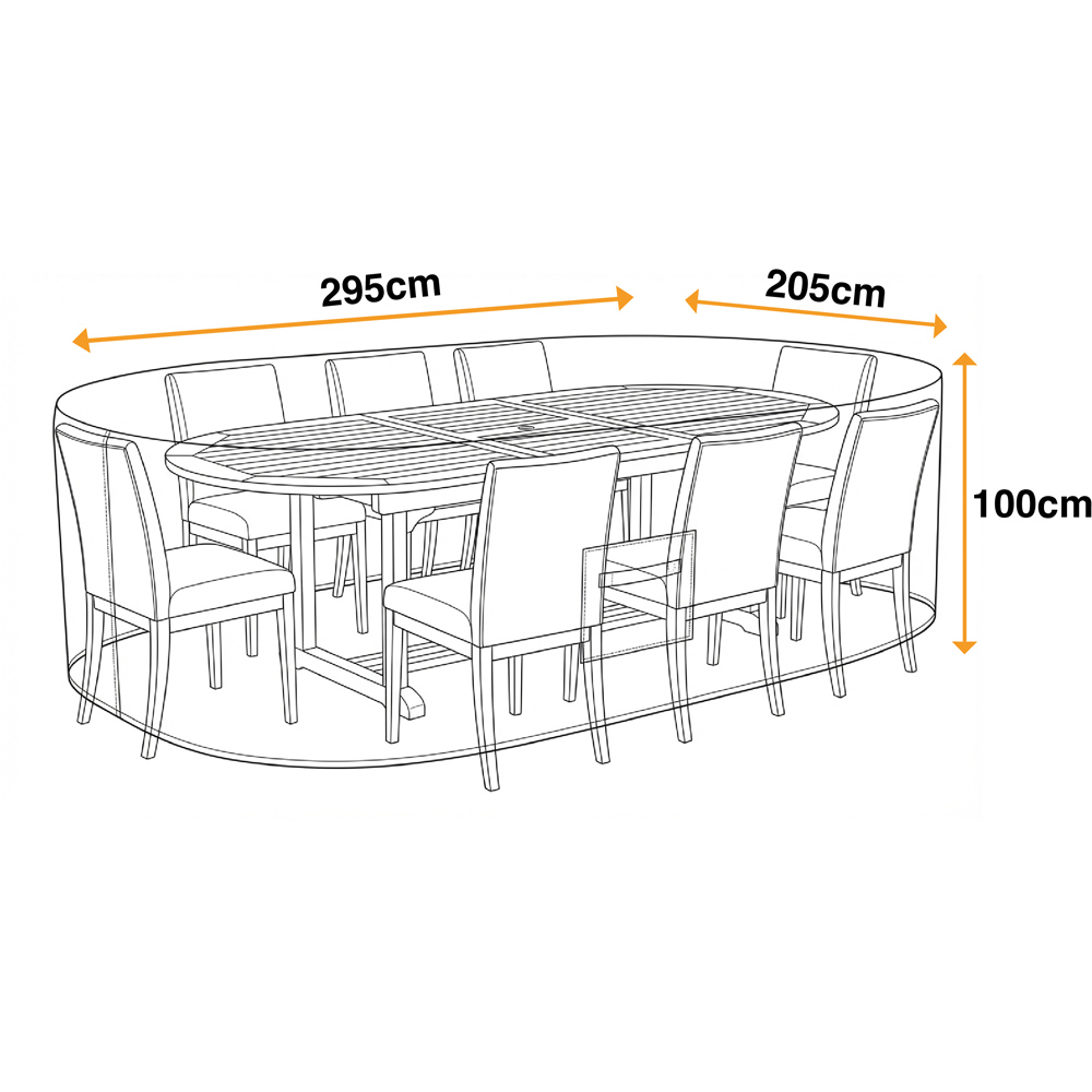 Sahara Premium Black Oval Garden Furniture Cover 100 x 295 x 205cm Image 7