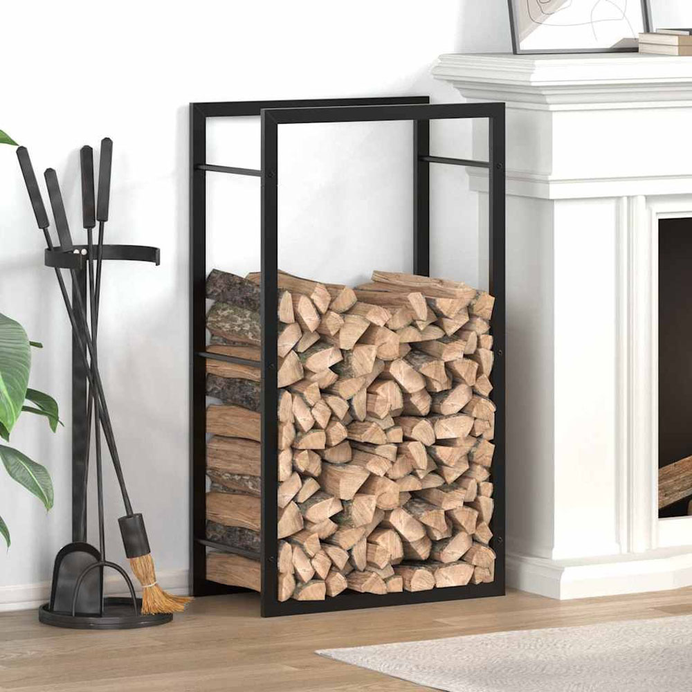Walplus Matt Black Firewood Log Holder 50 x 28 x 94cm Image 4