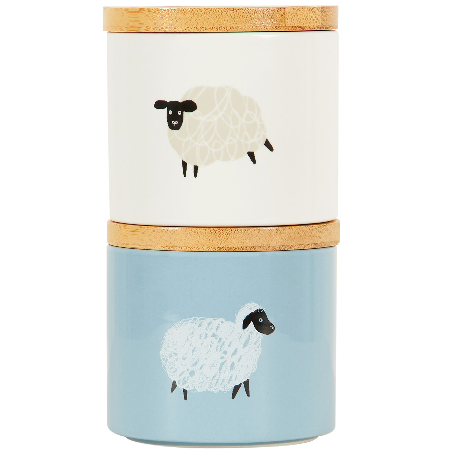 Highland Flock Stacking Canister with Bamboo Lid - White or Blue Image 5
