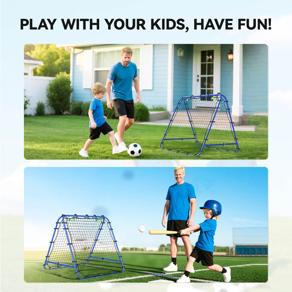 HOMCOM Rebounder Net Football Target Goal with Adjustable Angles, Blue Image 6