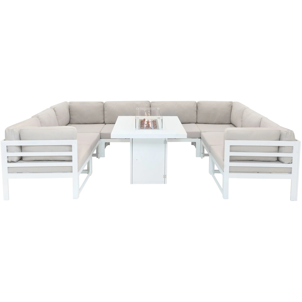 Jardi White 8 Seater Modular Garden Lounge Set with Fire Pit Image 2