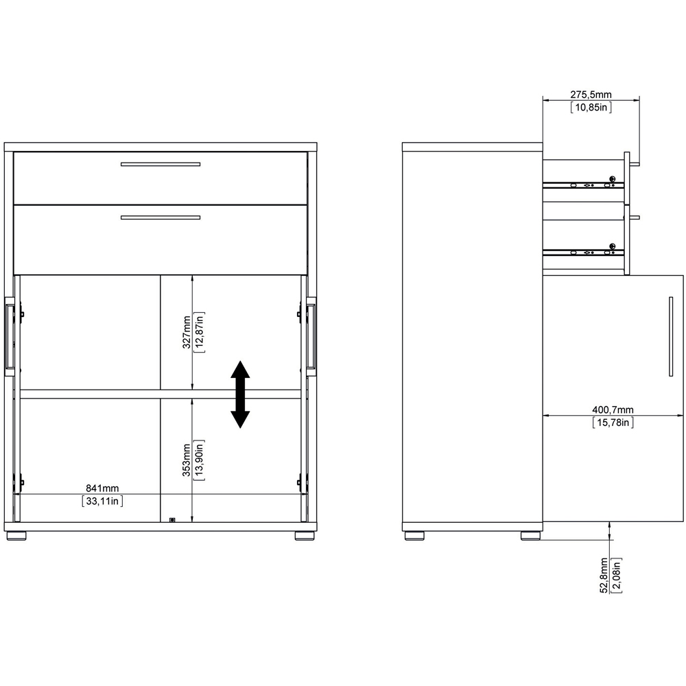 Furniture To Go Prima White 2 Door 2 Drawer 3 Shelf Bookcase Image 8