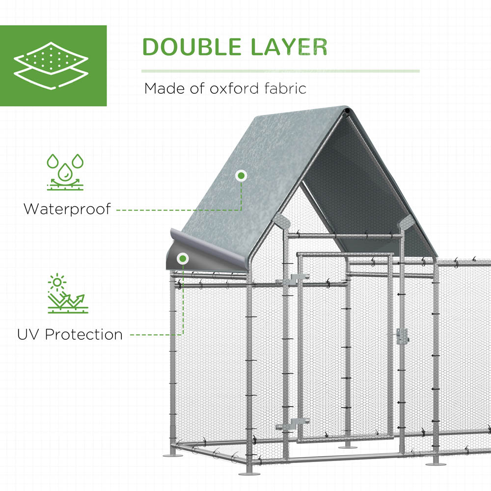 PawHut Walk In Chicken Run Large Outdoor Chicken Cage Coop w/ Cover 3 x 1 x 1.7m Image 3