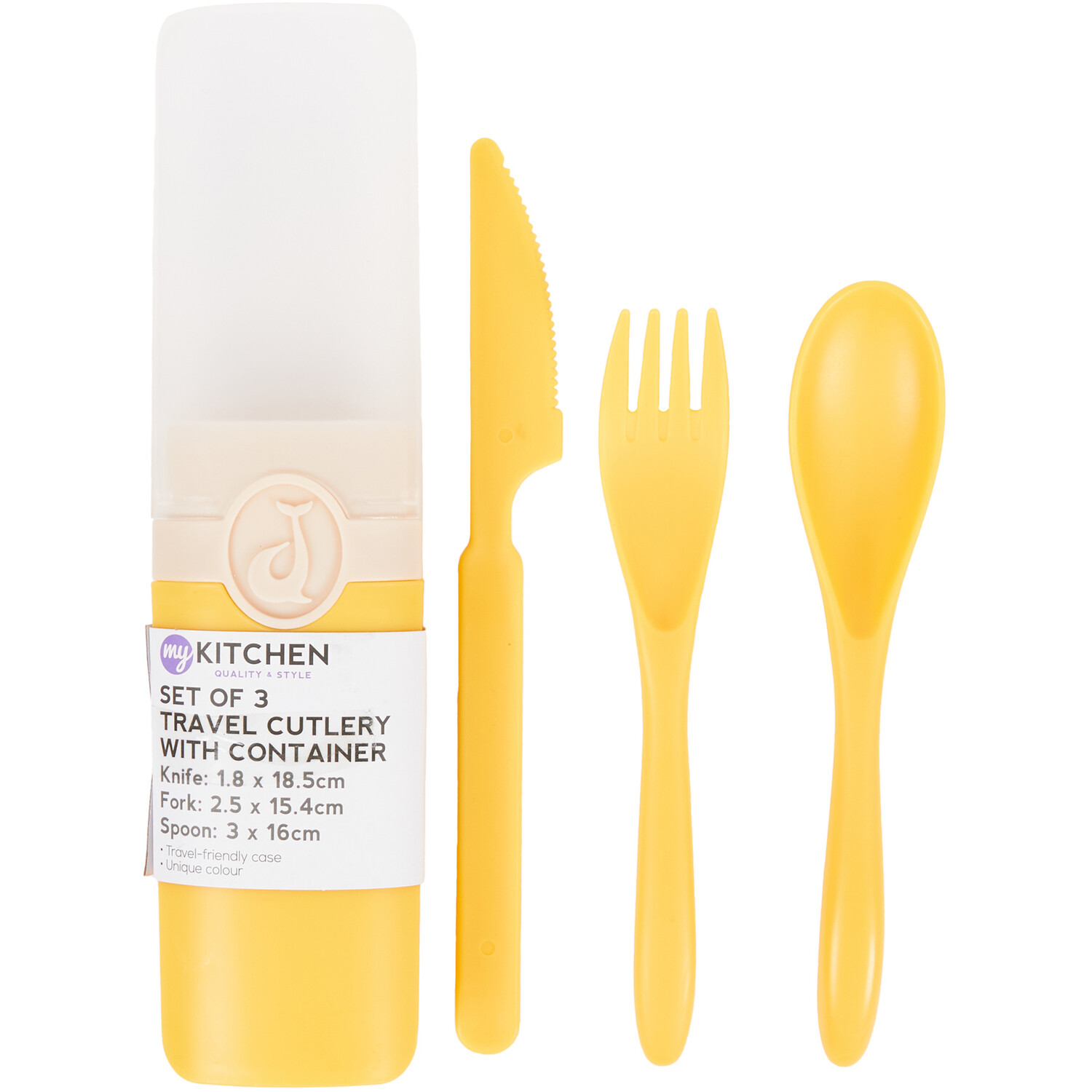 3 Piece Travel Cutlery Set Yellow - Yellow Image 3